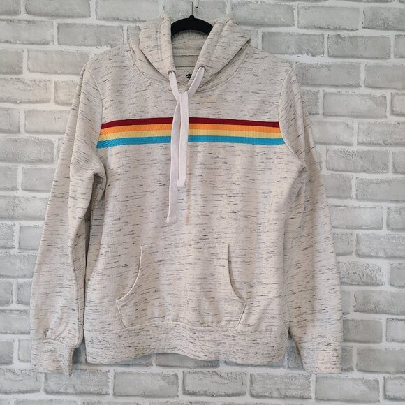 Reflex Gray Hoodie Sweatshirt Multicolor Stripe Love Graphic XL - Picture 1 of 7